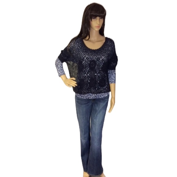 Free People Sweaters - FREE PEOPLE CROCHET KNIT BOHO CROPPED SWEATER